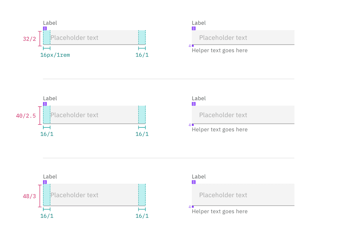 Structure and spacing measurements for text input